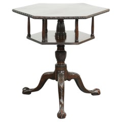 Antique wooden English rotating book table/side table from the 19th century