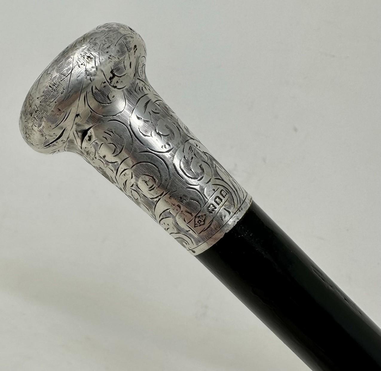 Art Deco Antique Wooden English Walking Stick Dress Cane Sterling Silver Jonathan Howell