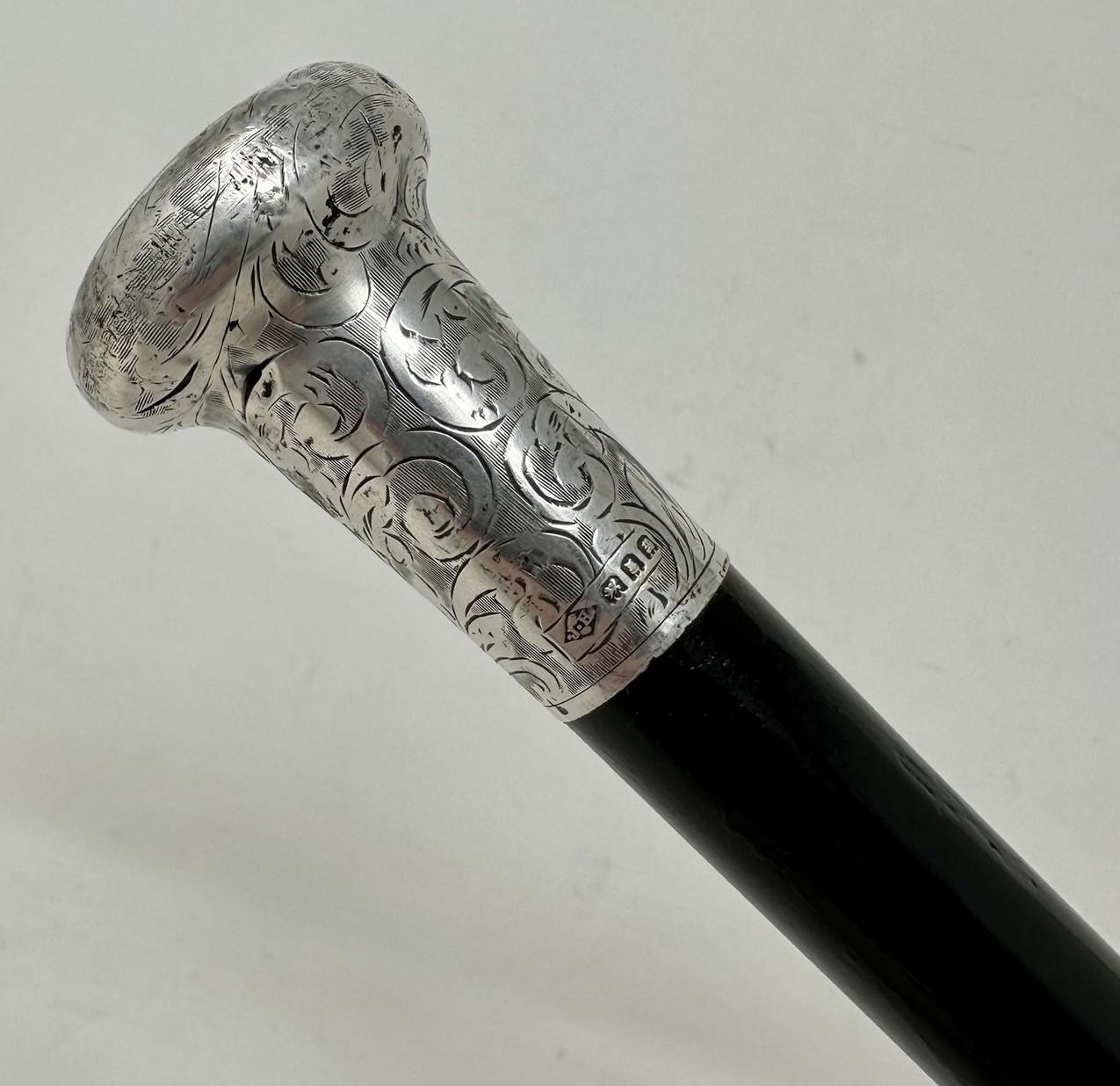 British Antique Wooden English Walking Stick Dress Cane Sterling Silver Jonathan Howell