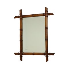 Antique Wooden Faux Bamboo Mirror Chinoiserie France 55x43cm