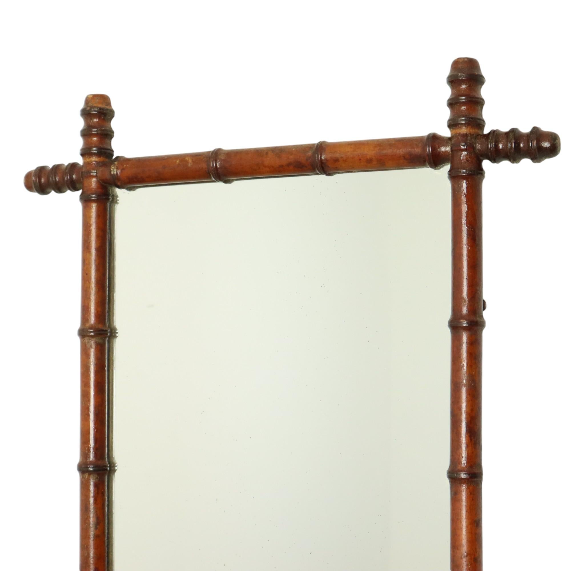 Antique Wooden Faux Bamboo Mirror Facet Cut France 58x78cm Francés en venta