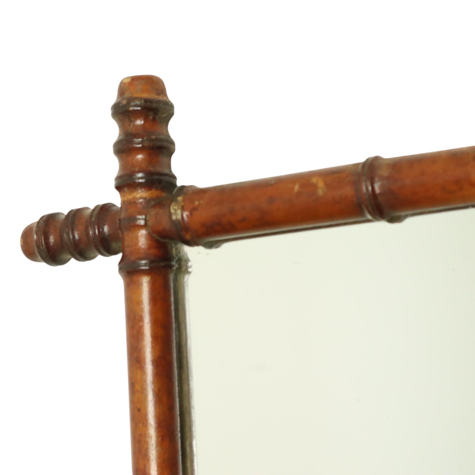 Antique Wooden Faux Bamboo Mirror Facet Cut France 58x78cm Espejo en venta