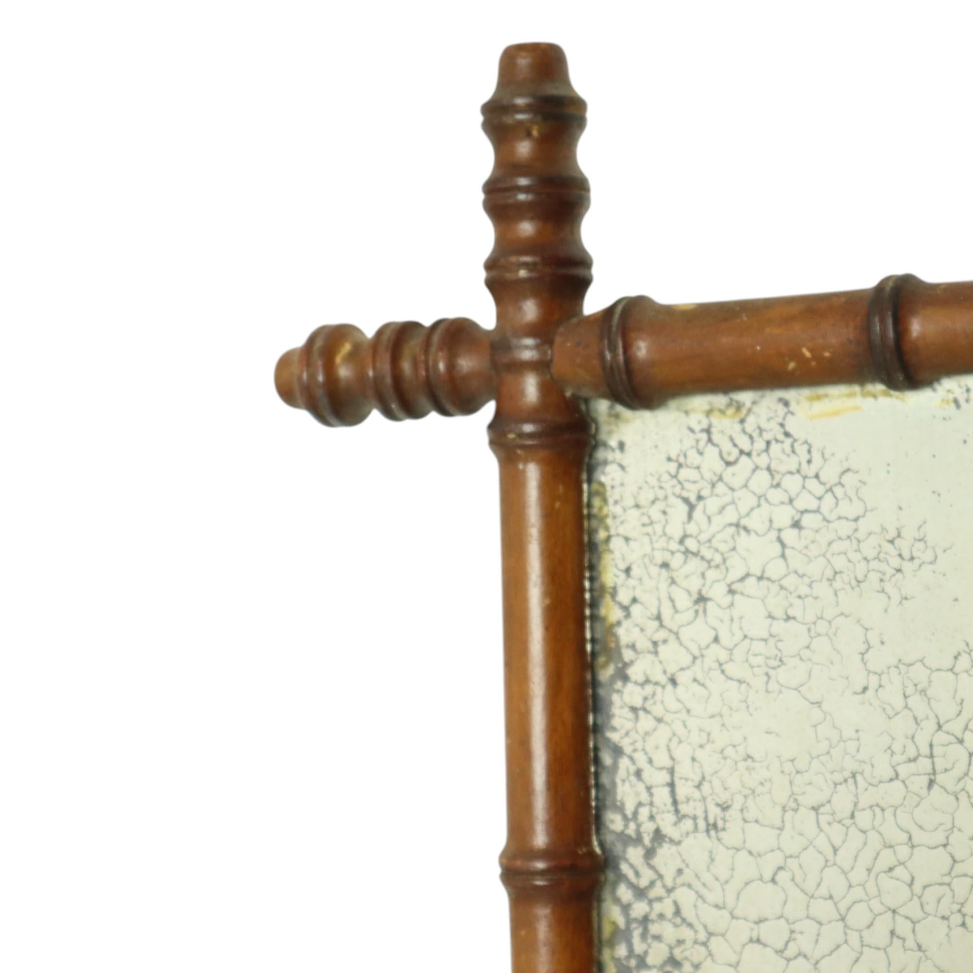 French Antique Wooden Faux Bamboo Mirror France 40x34cm For Sale