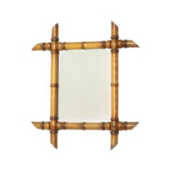 Antique Mirror en Bois Faux Bambou France 45x39cm