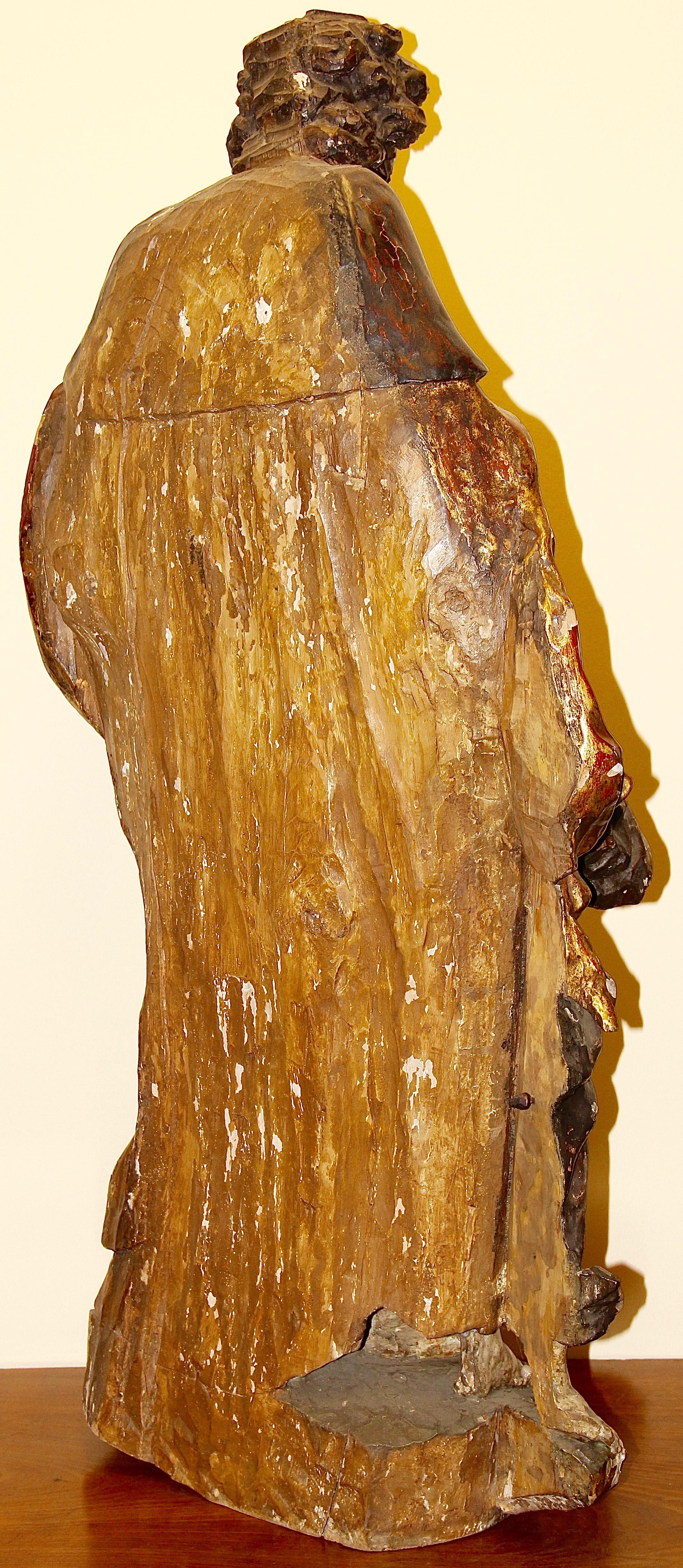 Figure ancienne en bois, probablement du XVIIe siècle en vente 5