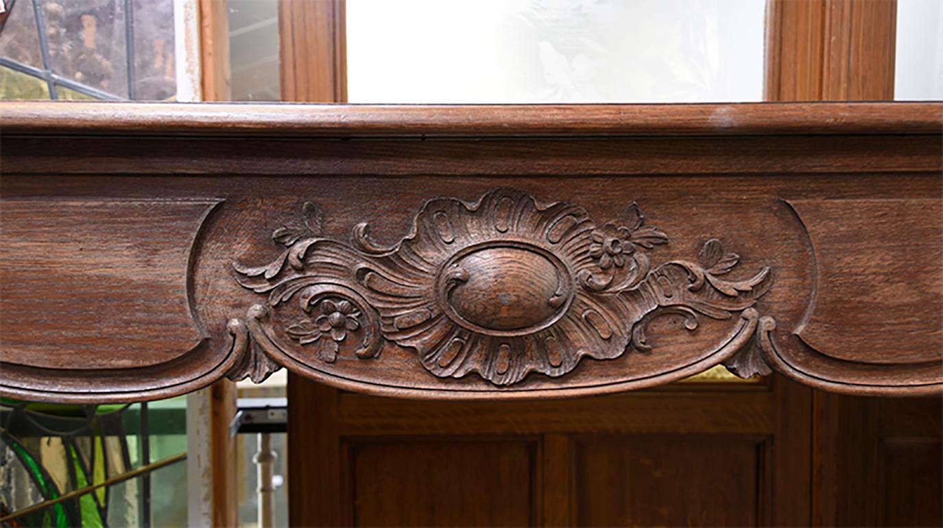 Belgian Antique Wooden Fireplace Mantel, 19th Century For Sale
