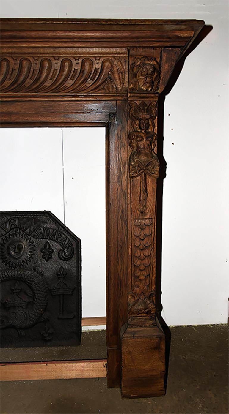 Antique Wooden Fireplace Mantel, 19th Century In Good Condition In Udenhout, NL