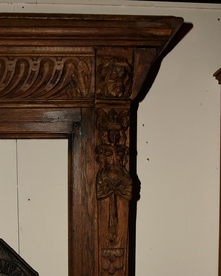 Mid-19th Century Antique Wooden Fireplace Mantel, 19th Century