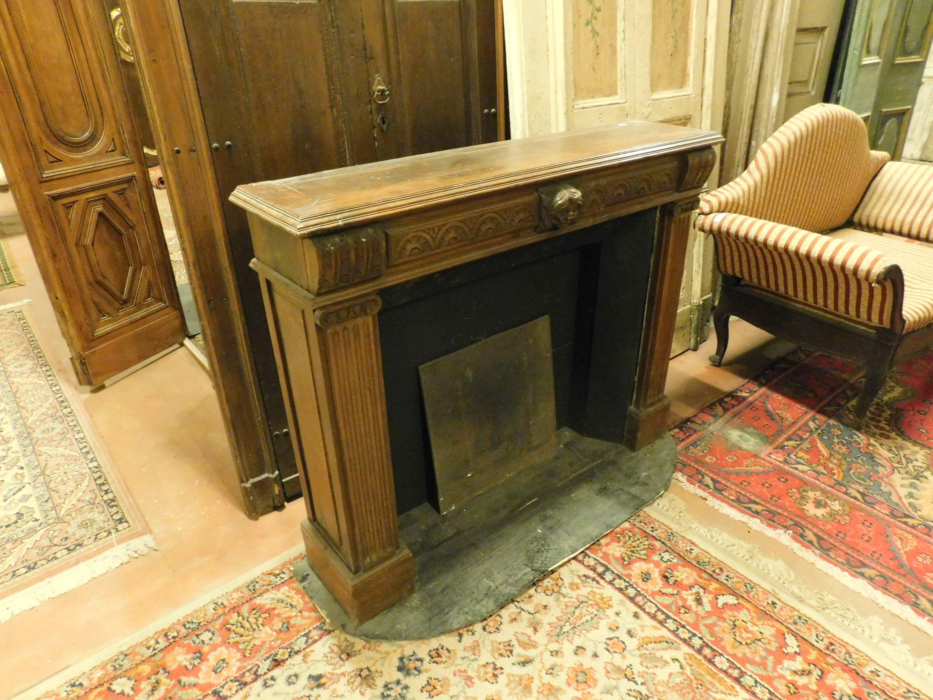 antique wood fireplace surround