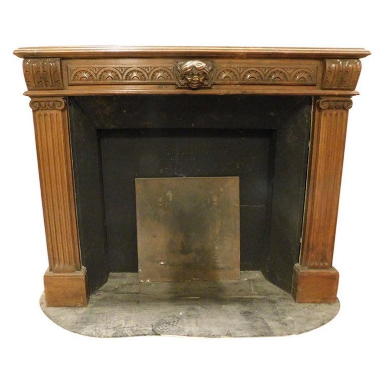 Antique Wooden Fireplace Mantel, Carved with Satyr and Columns, 19th  Century Italy For Sale at 1stDibs | antique fireplace mantels, antique wood  fireplace surround, antique fireplace surrounds