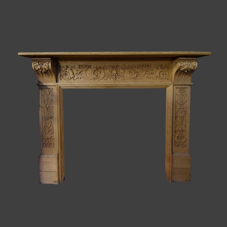 A beautiful antique wooden firplace mantel from the 19th century.
Comes from France, circa 1900. To place in front of the chimney.