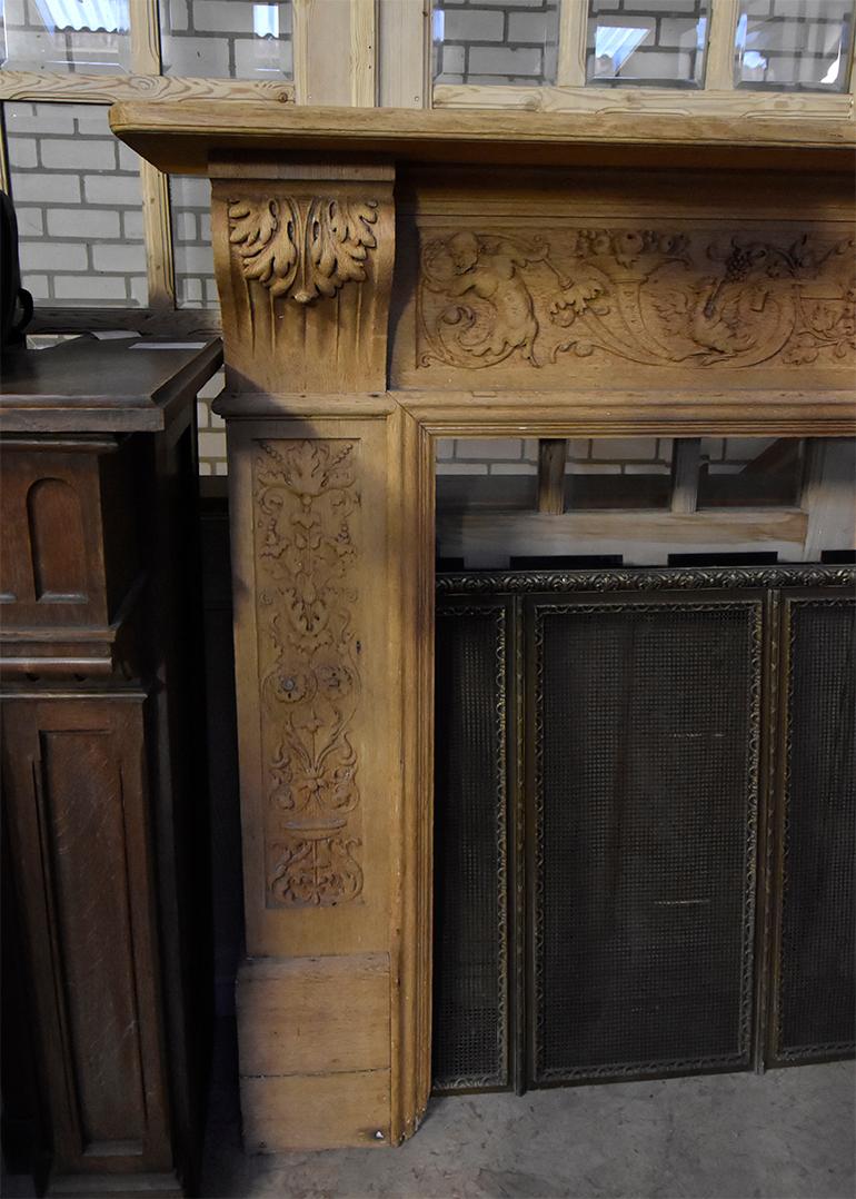 French Antique Wooden Firplace Mantel, 19th Century