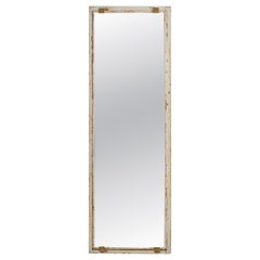 Antique Wooden Floor Mirror from France, Patinated Finish, 1900s