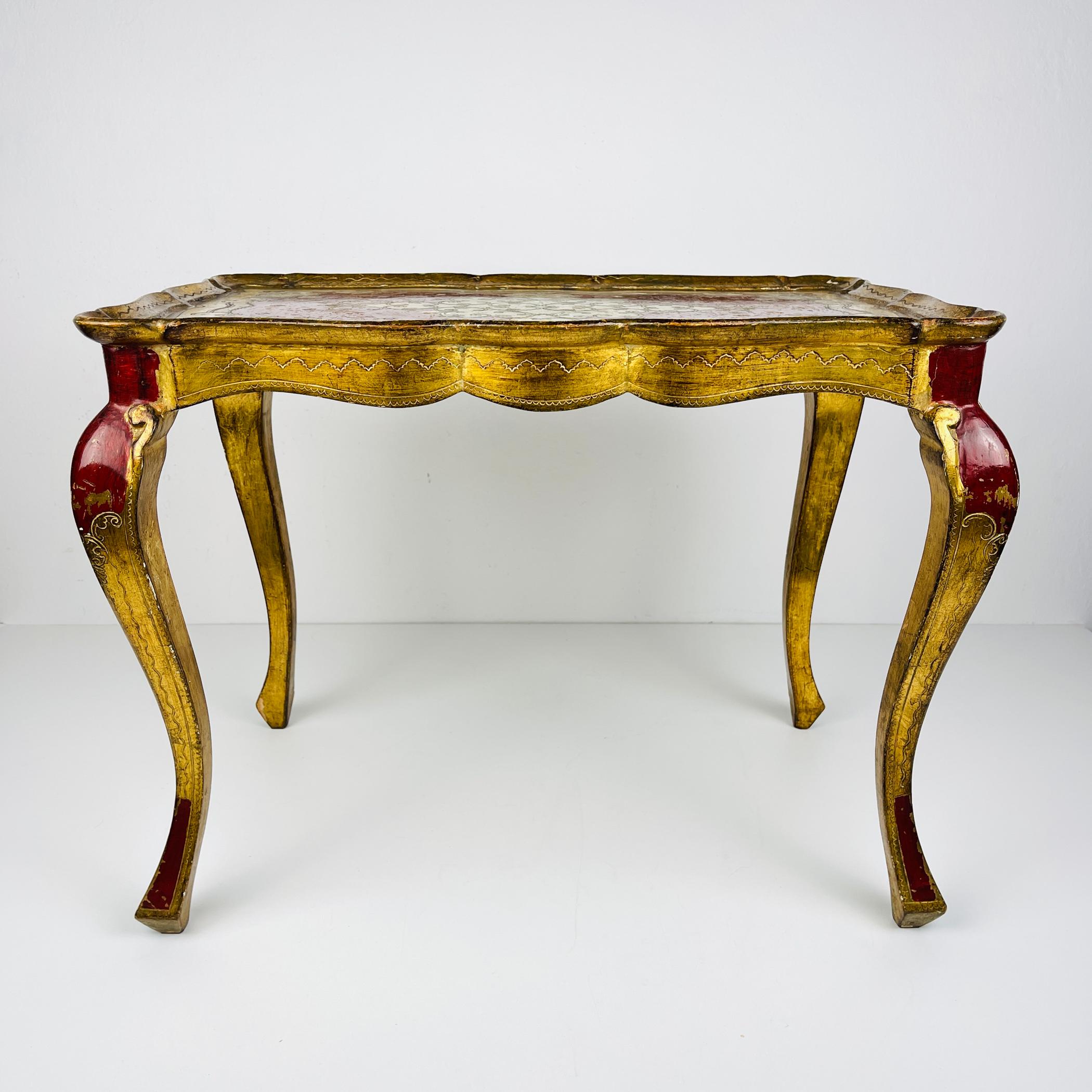 Antique Wooden Florentine Table, Italy 1950s For Sale 4
