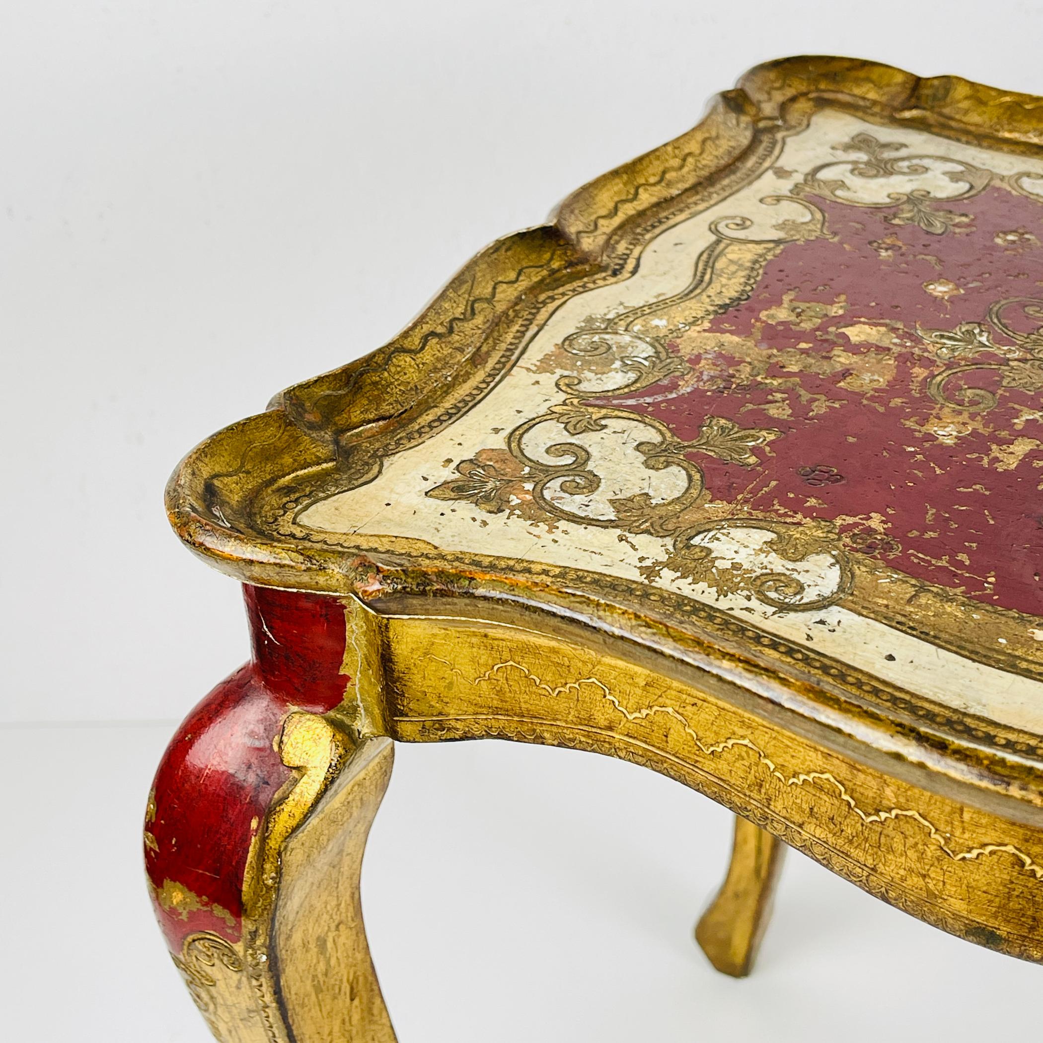 Antique Wooden Florentine Table, Italy 1950s For Sale 6