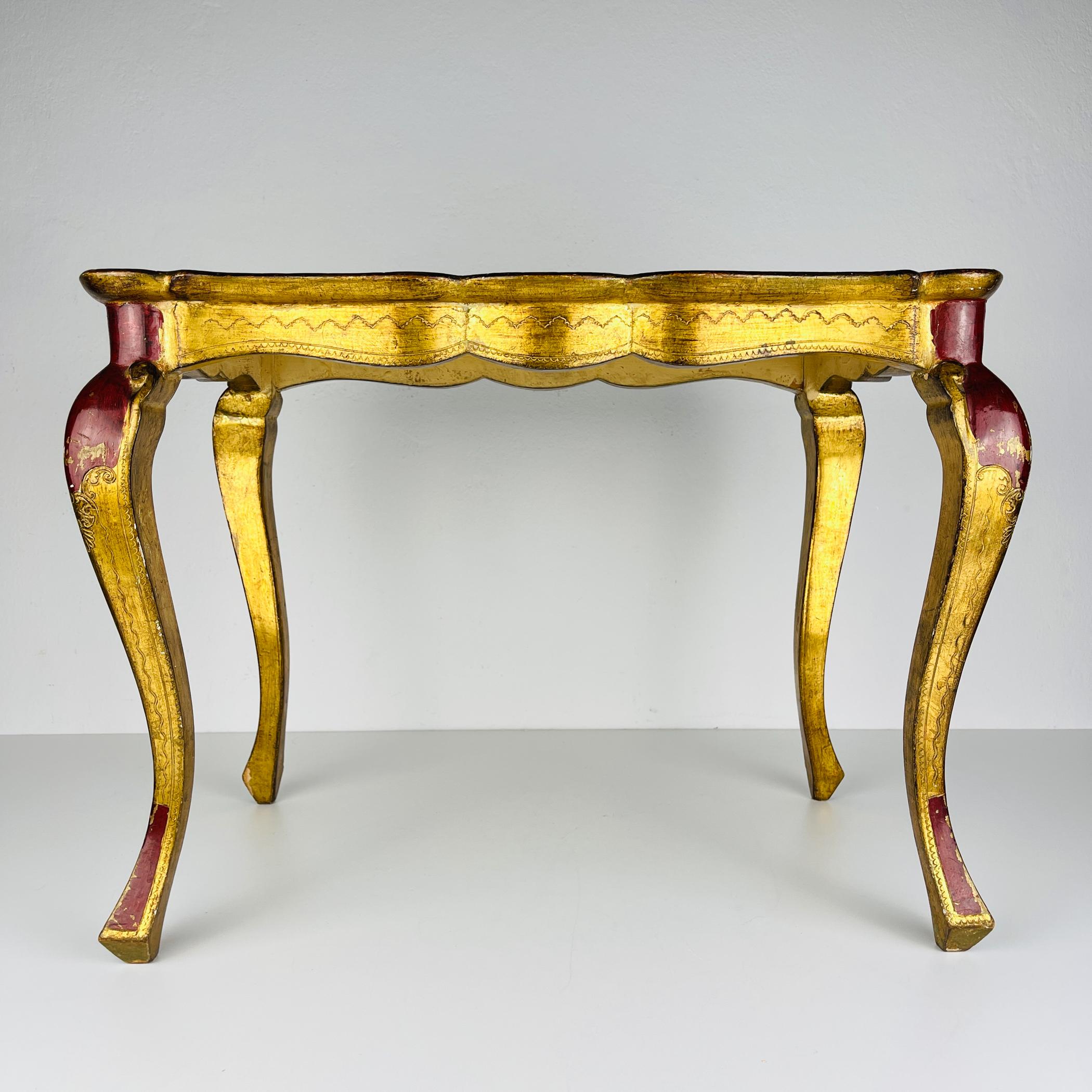 Antique Wooden Florentine Table, Italy 1950s For Sale 7