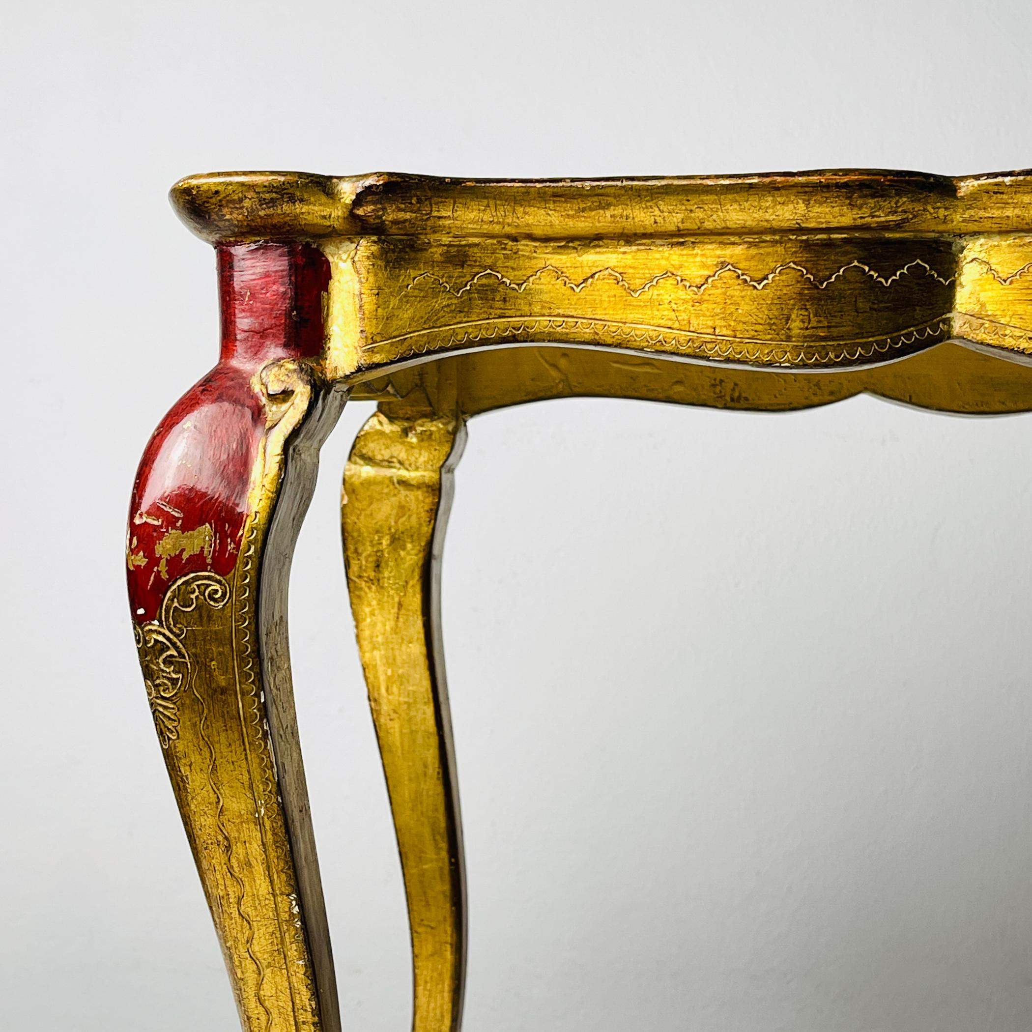 Antique Wooden Florentine Table, Italy 1950s For Sale 9