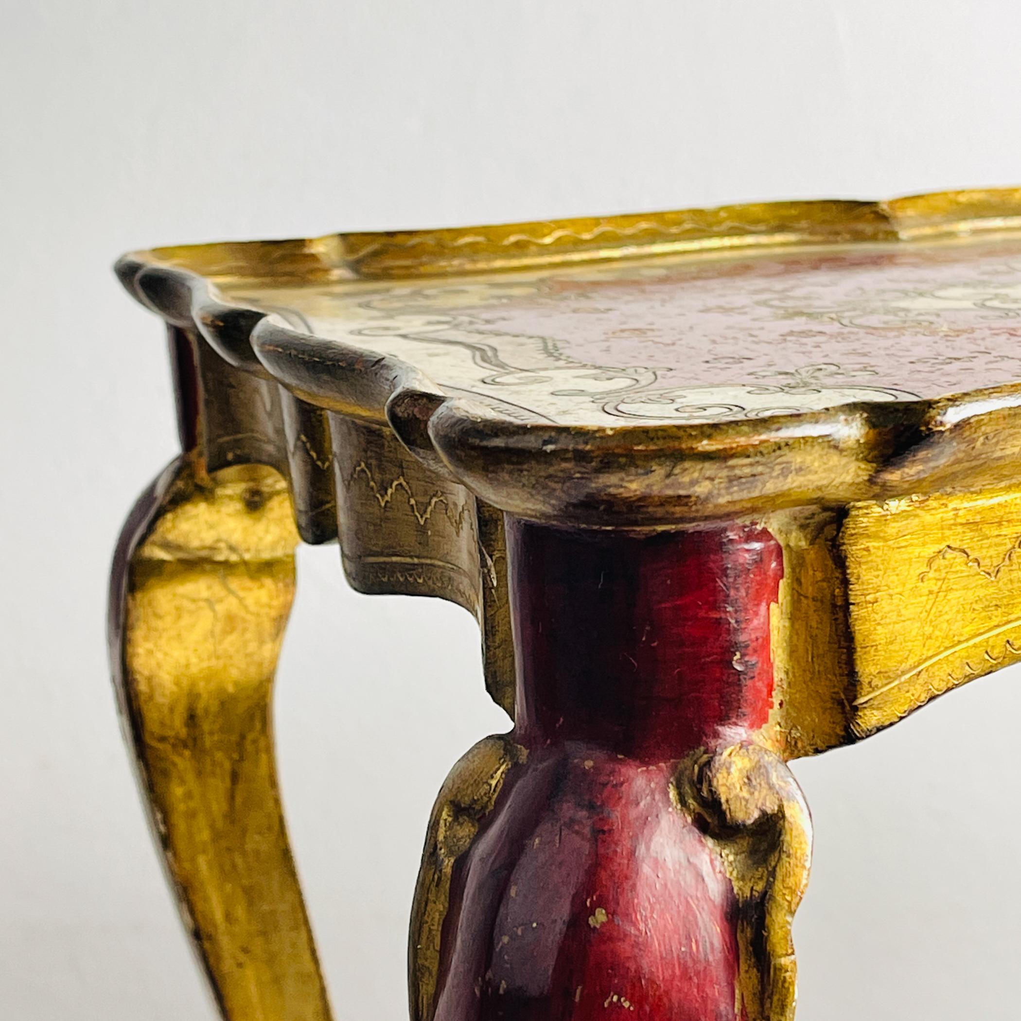 Antique Wooden Florentine Table, Italy 1950s For Sale 3