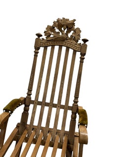 Antique Wooden Folding Chair, Black Forest Style carved Wood, 1910s