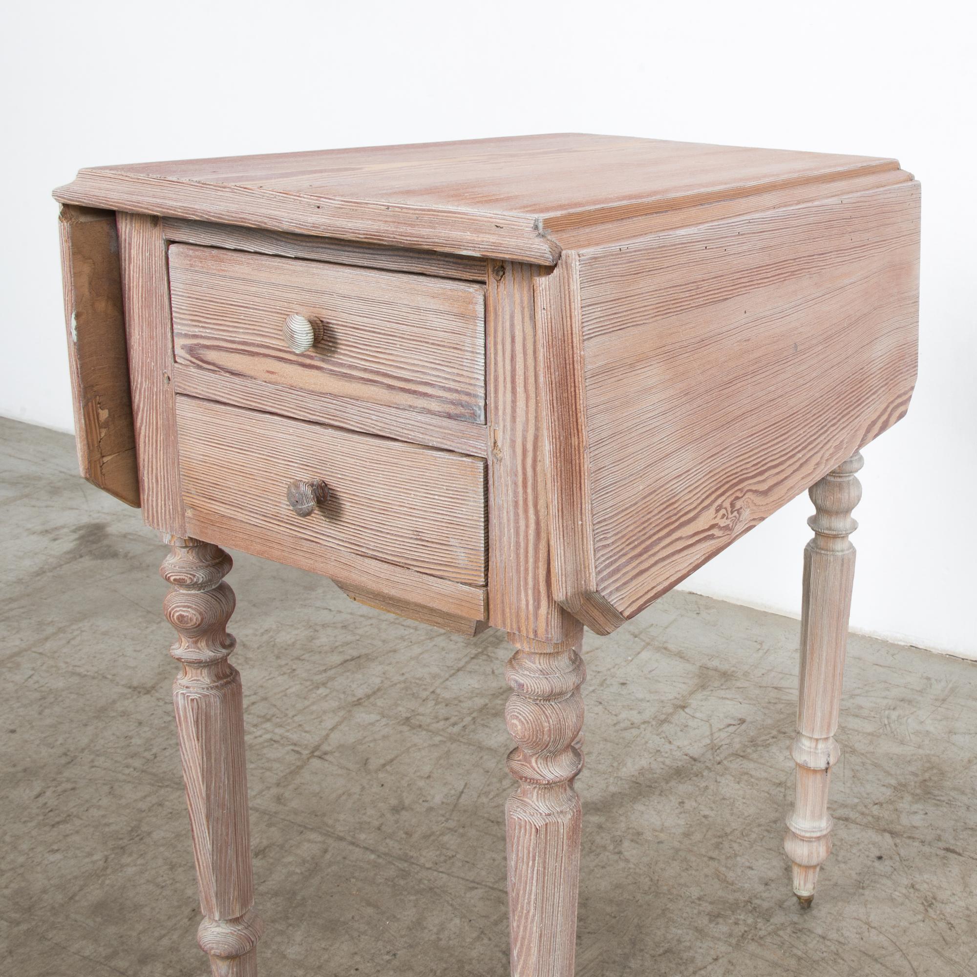 Antique Wooden Folding Table on Wheels 1