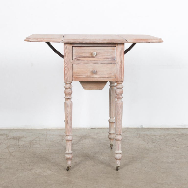 Antique Wooden Folding Table on Wheels at 1stDibs