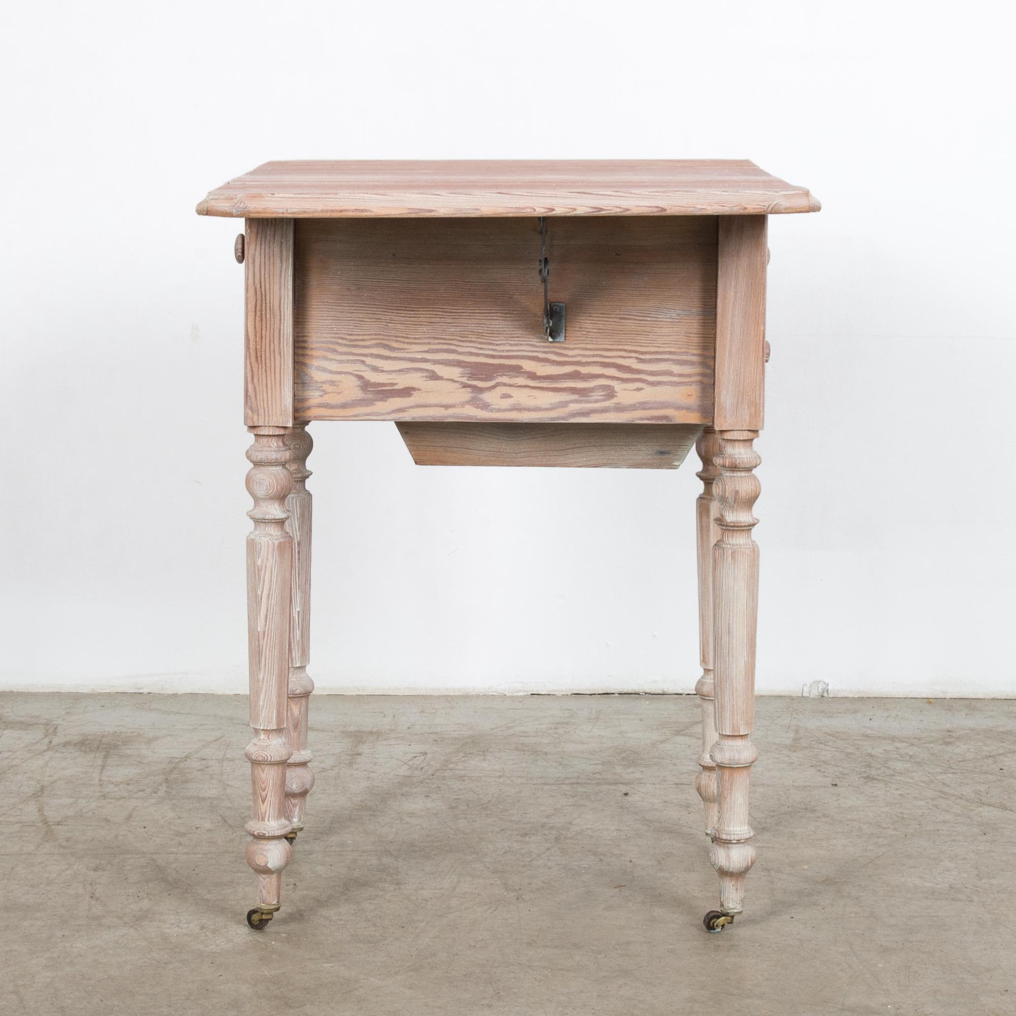 French Antique Wooden Folding Table on Wheels