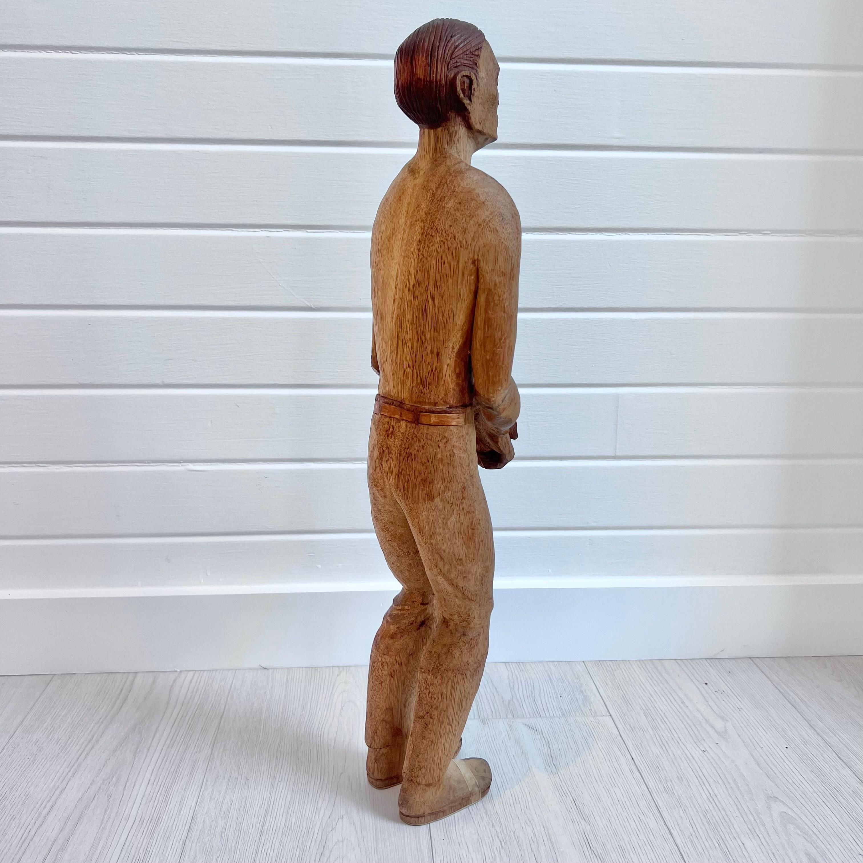 Antike männliche Volkskunst-Figur aus Holz, frühes 20. Jahrhundert, USA im Angebot 2