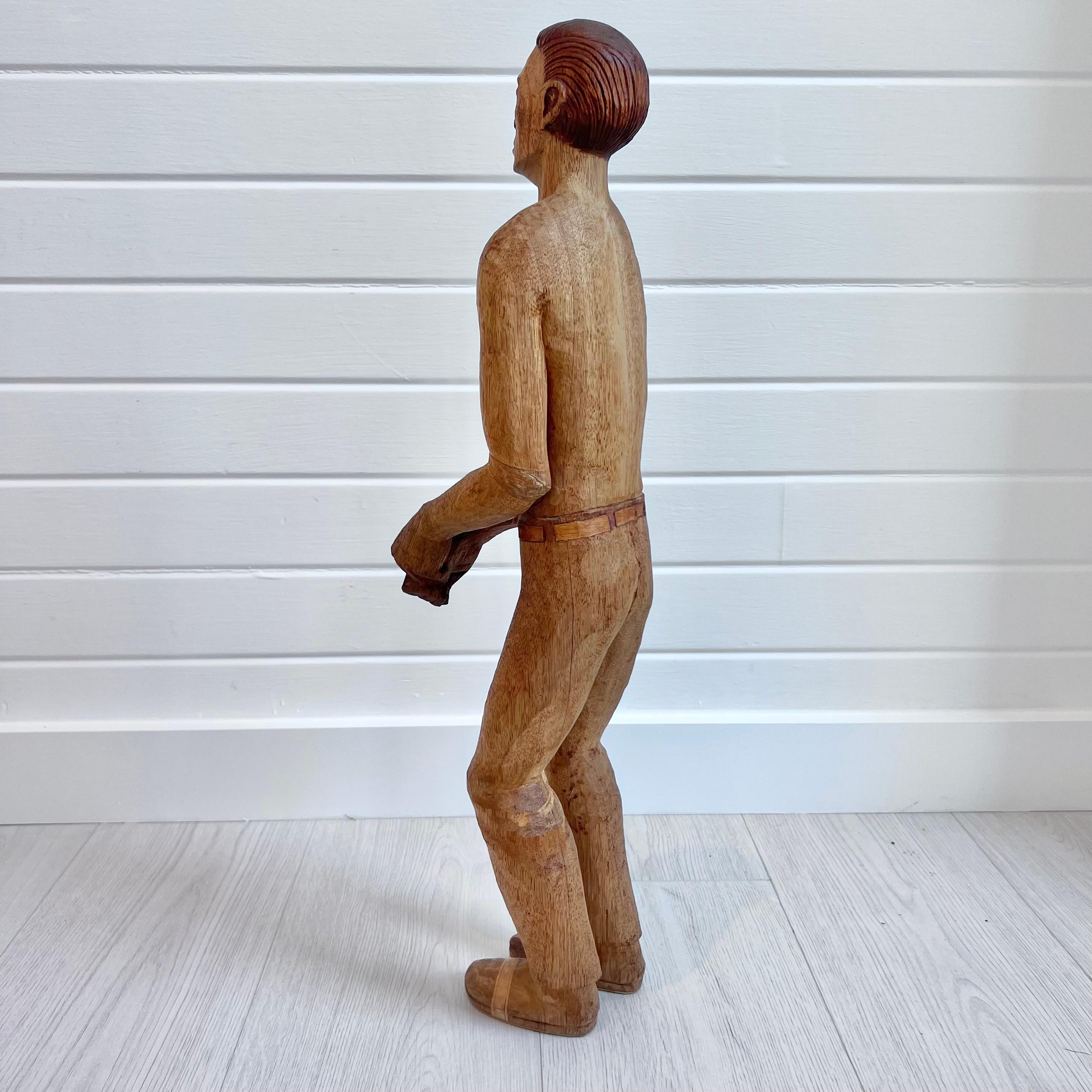 Antique Wooden Folk Art Male Figure, Early 20th century USA For Sale 2