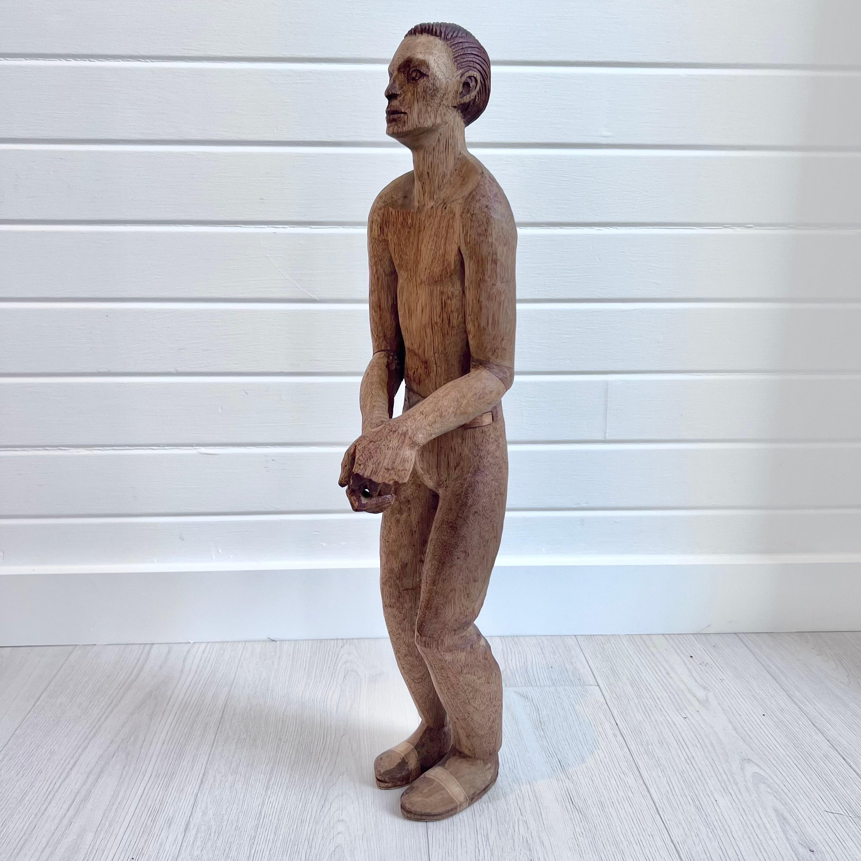 Antique Wooden Folk Art Male Figure, Early 20th century USA For Sale 3