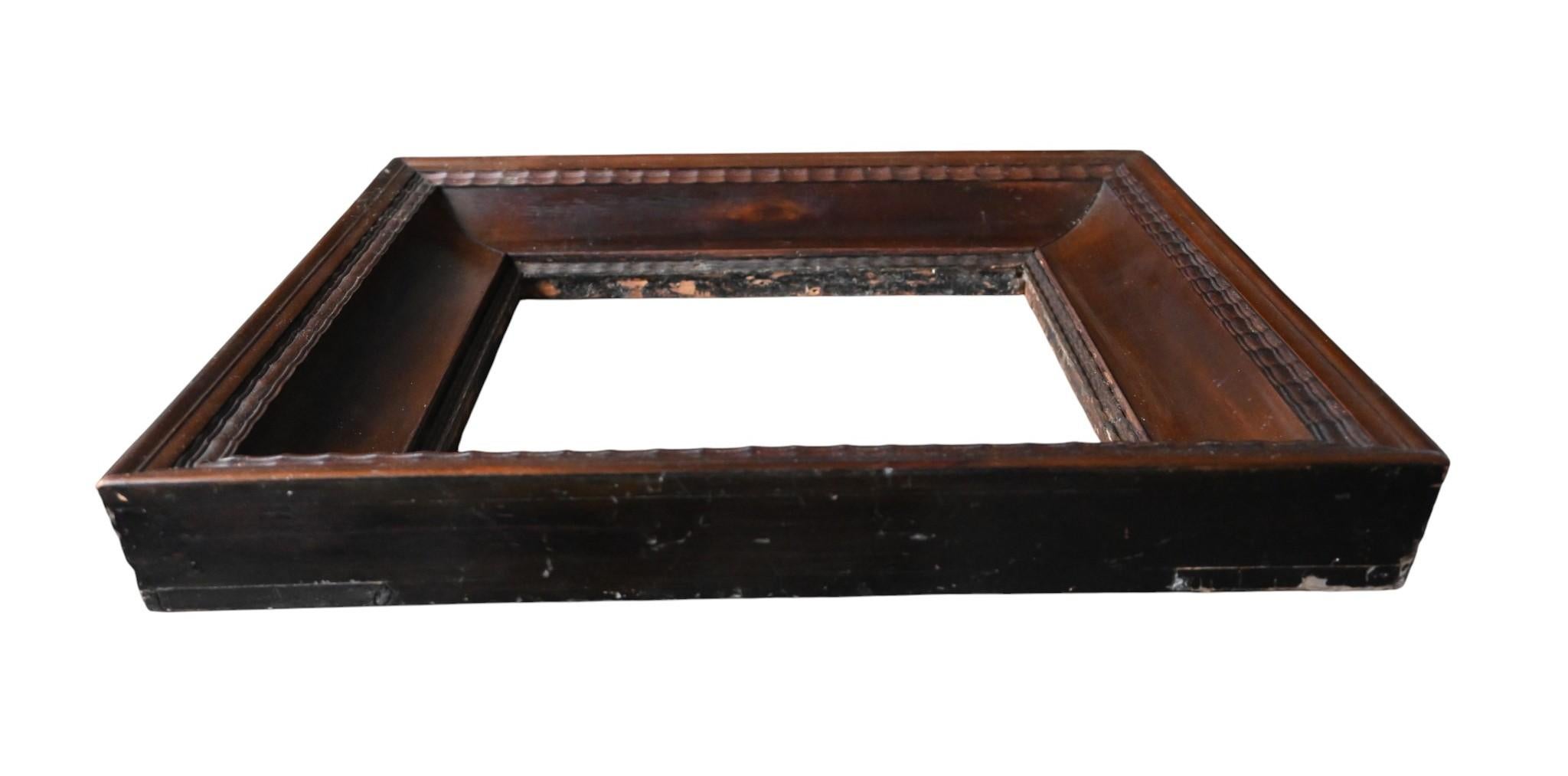 Baroque Antique Wooden Frame, 19th Century – 18×24 Cm – Brown Patina, Fluted Molding For Sale