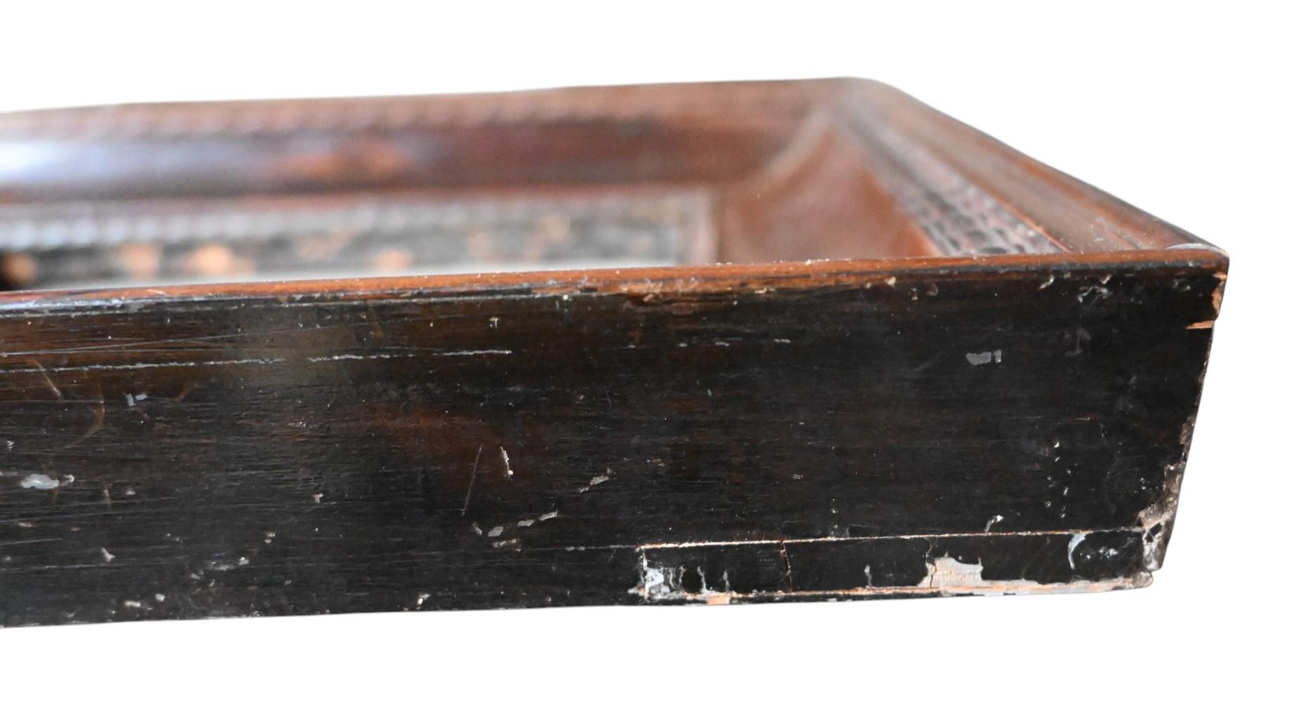 French Antique Wooden Frame, 19th Century – 18×24 Cm – Brown Patina, Fluted Molding For Sale