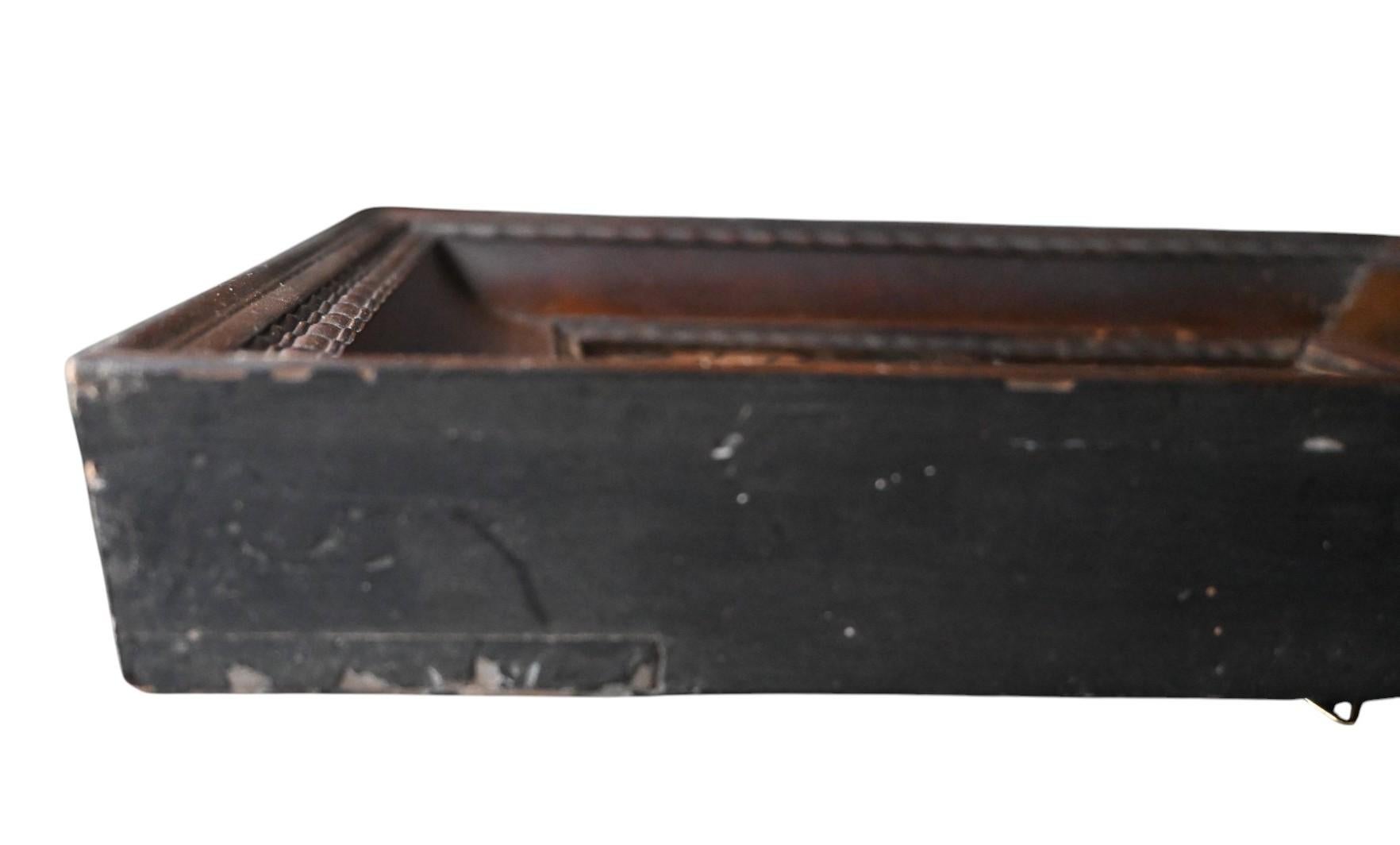Hand-Carved Antique Wooden Frame, 19th Century – 18×24 Cm – Brown Patina, Fluted Molding For Sale