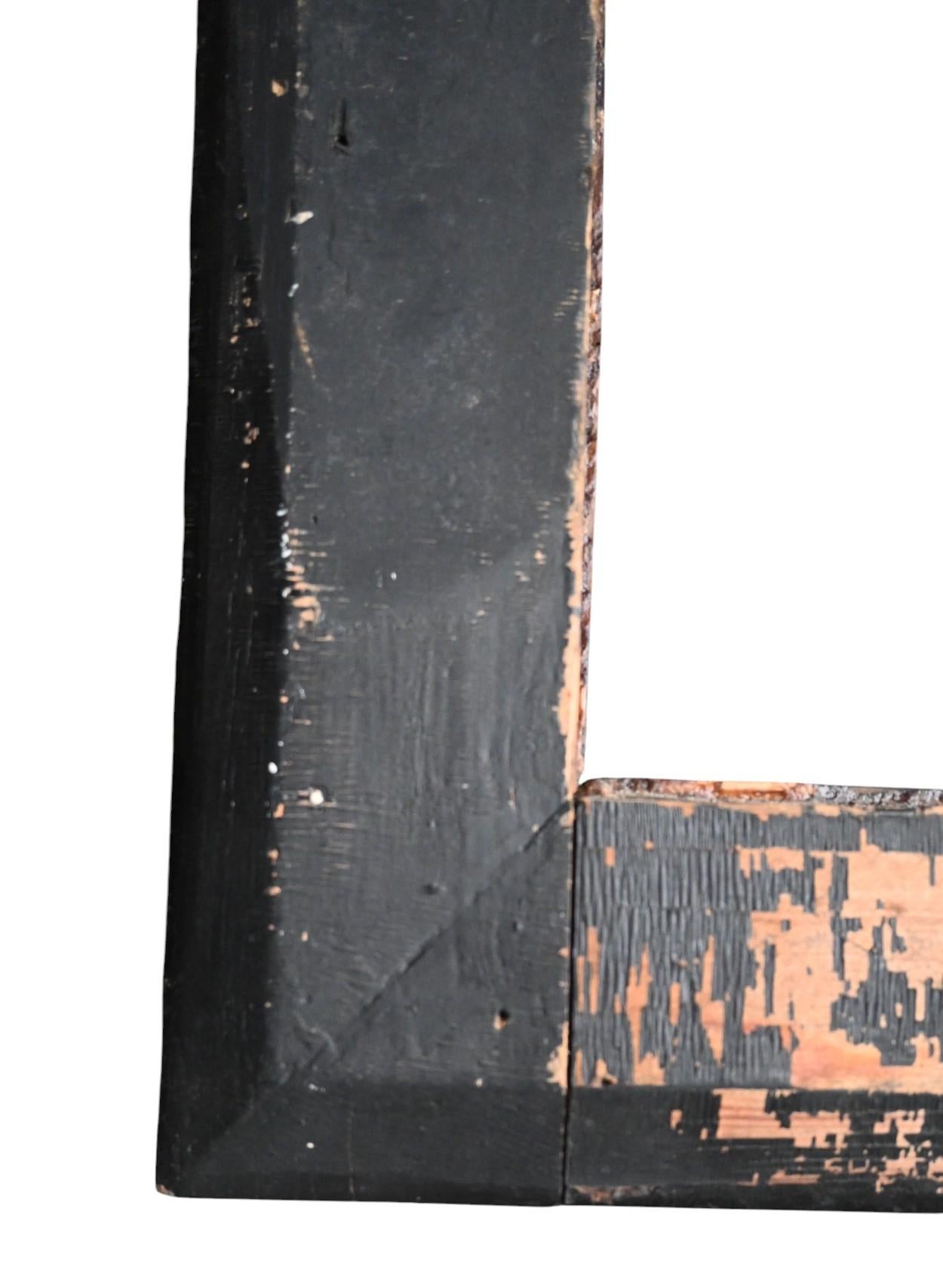 Antique Wooden Frame, 19th Century – 18×24 Cm – Brown Patina, Fluted Molding For Sale 1