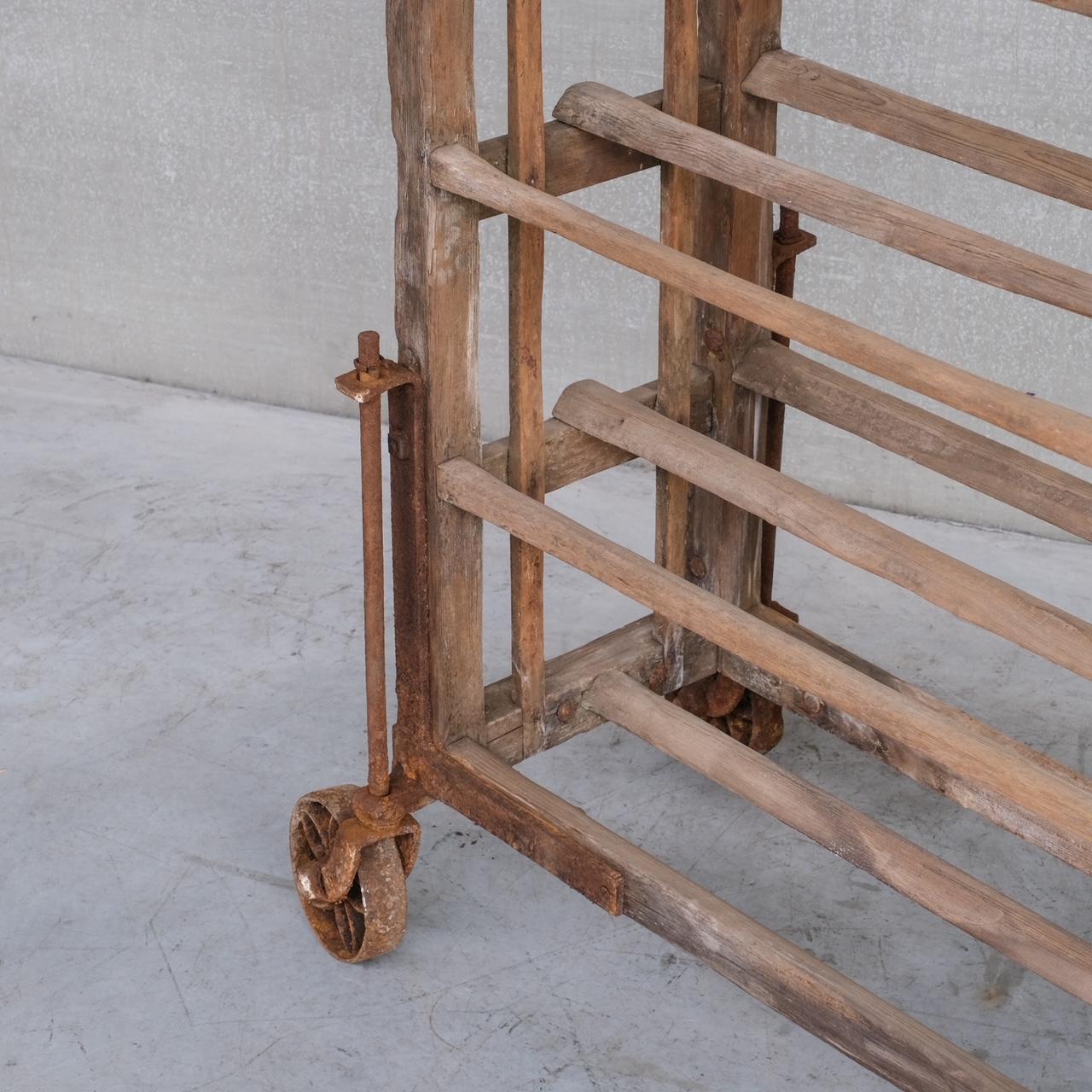 Antique Wooden French Bakers Trolley Shelving 1