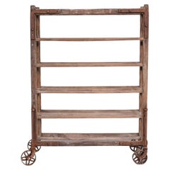 Étagère de chariot de boulangerie française en bois ancien