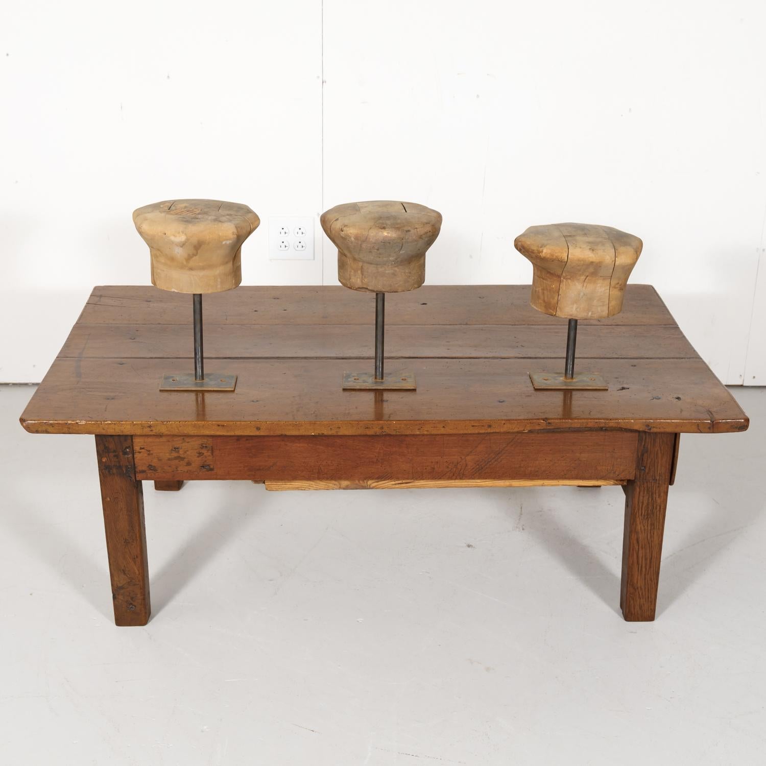 Antique Wooden French Hat Molds or Blocks, Set of 3 For Sale 5