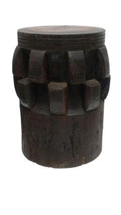 Antique Wooden Gear with Design and Cutouts Table or Stool