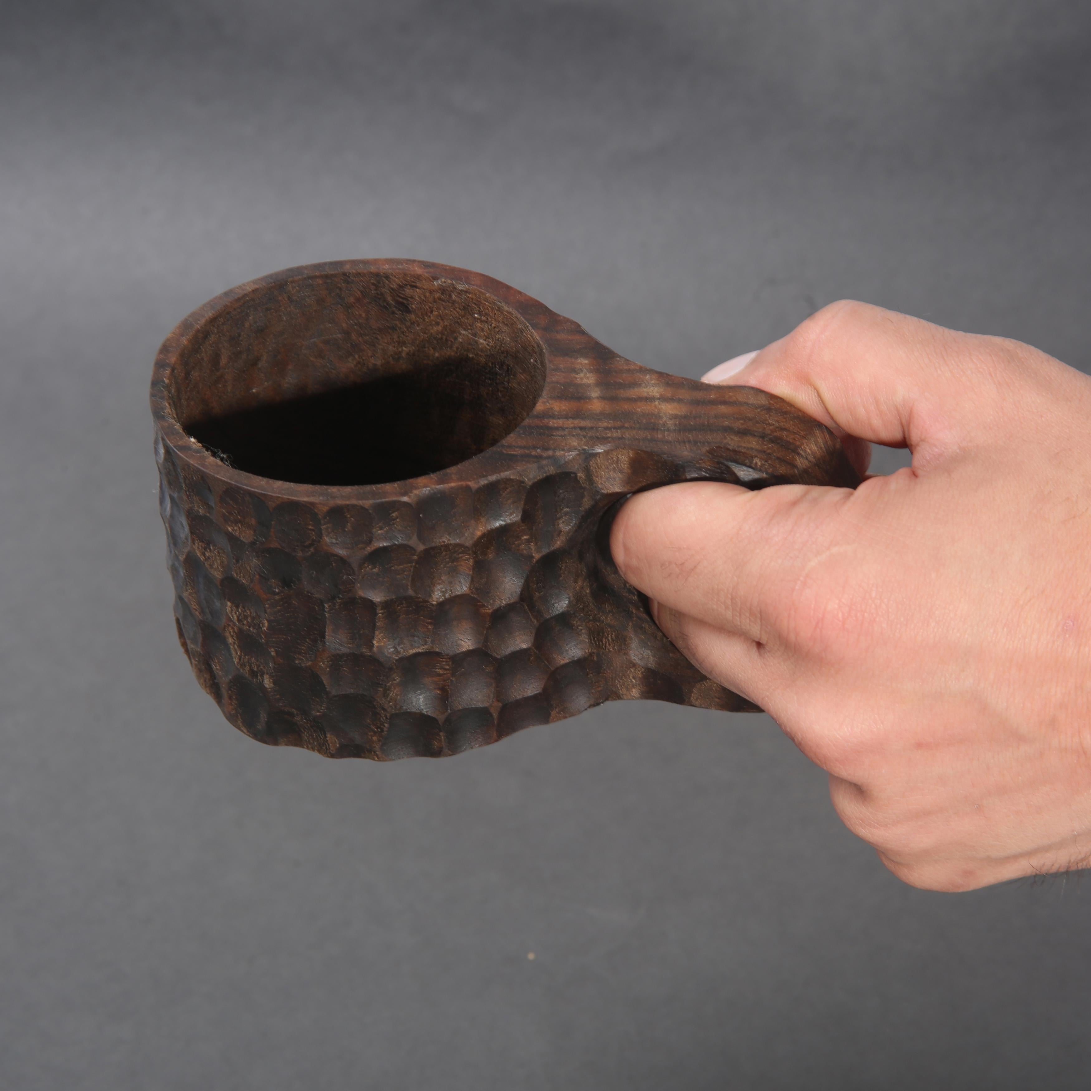 Organic Modern Antique Wooden Glass - Custom Glass - Walnut Wood Natural Glass For Sale