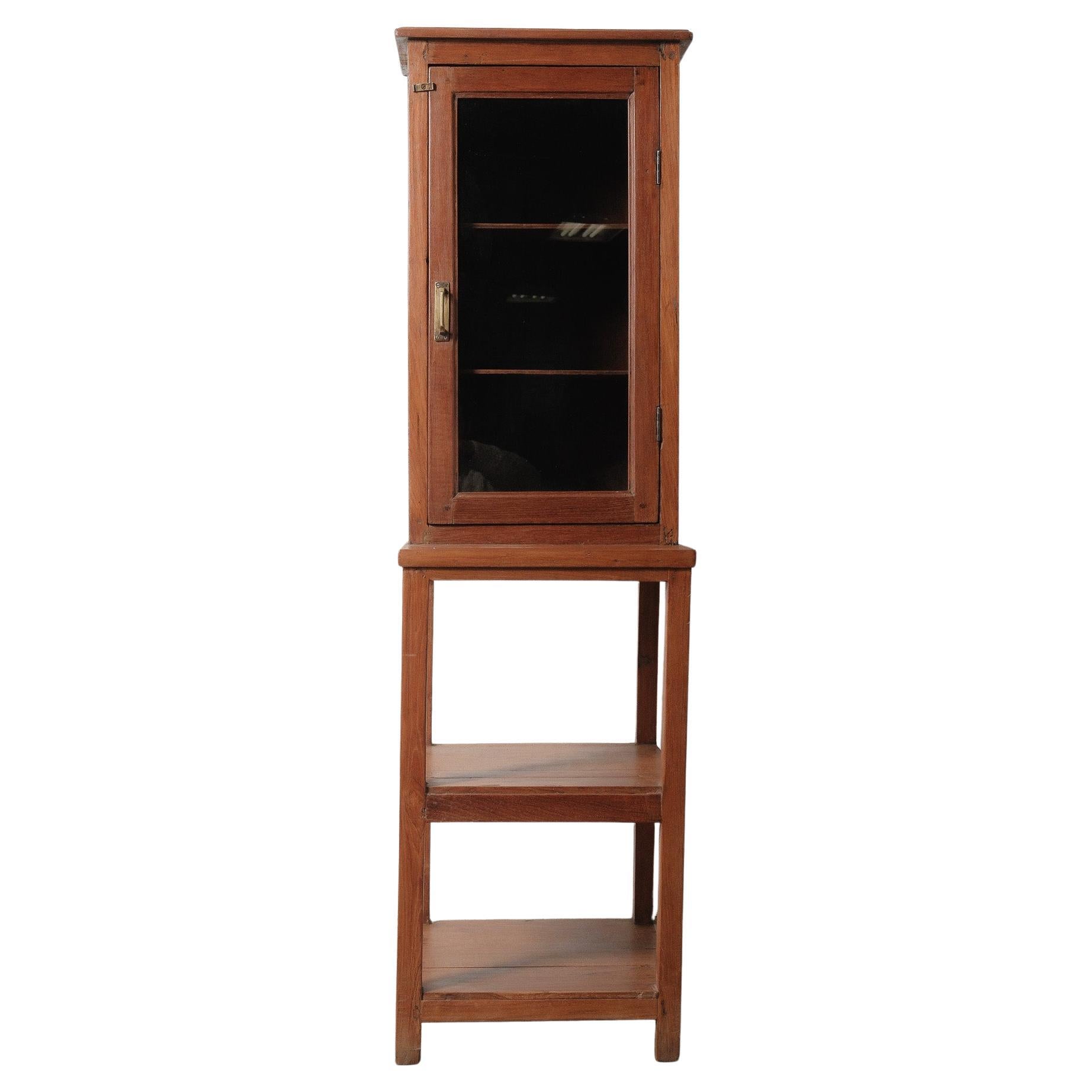 Wooden Glass-Front Cabinet Open Base Display Cabinet