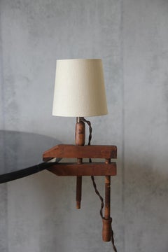 Antique Wooden Handscrew Clamp Lamp w/ Shade By Understated Design Los Angeles