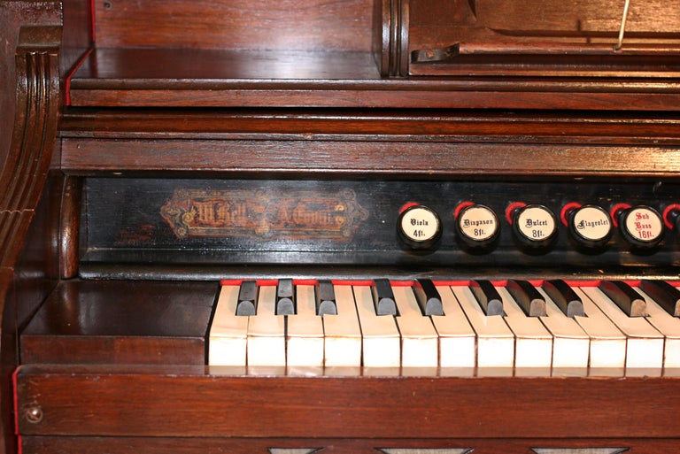 Antique Wooden Harmonium. Made By Bell and Co Pump Organ For Sale at