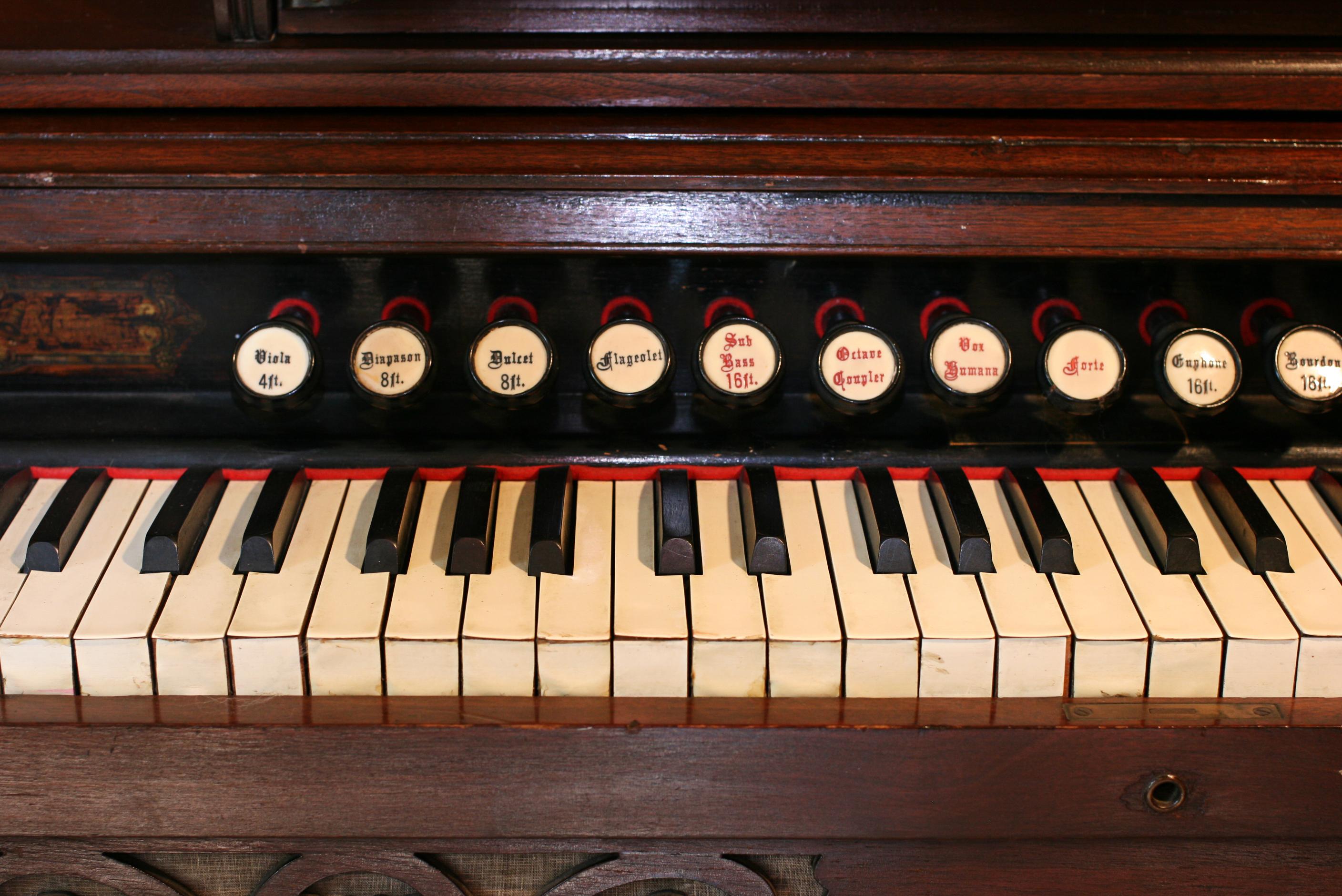 Antique Wooden Harmonium. Made By Bell and Co Pump Organ For Sale at