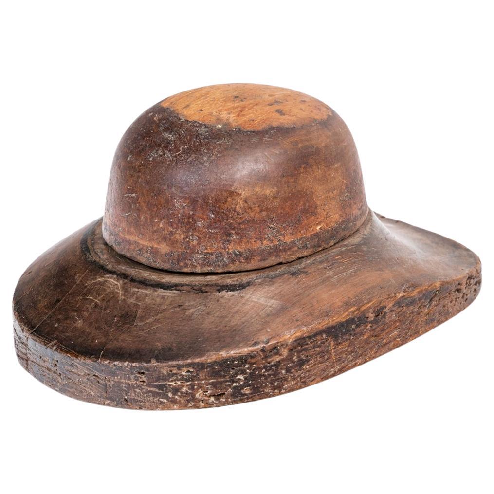 Block de chapeaux anciens en bois par W. Plant & Son, Manchester, Angleterre