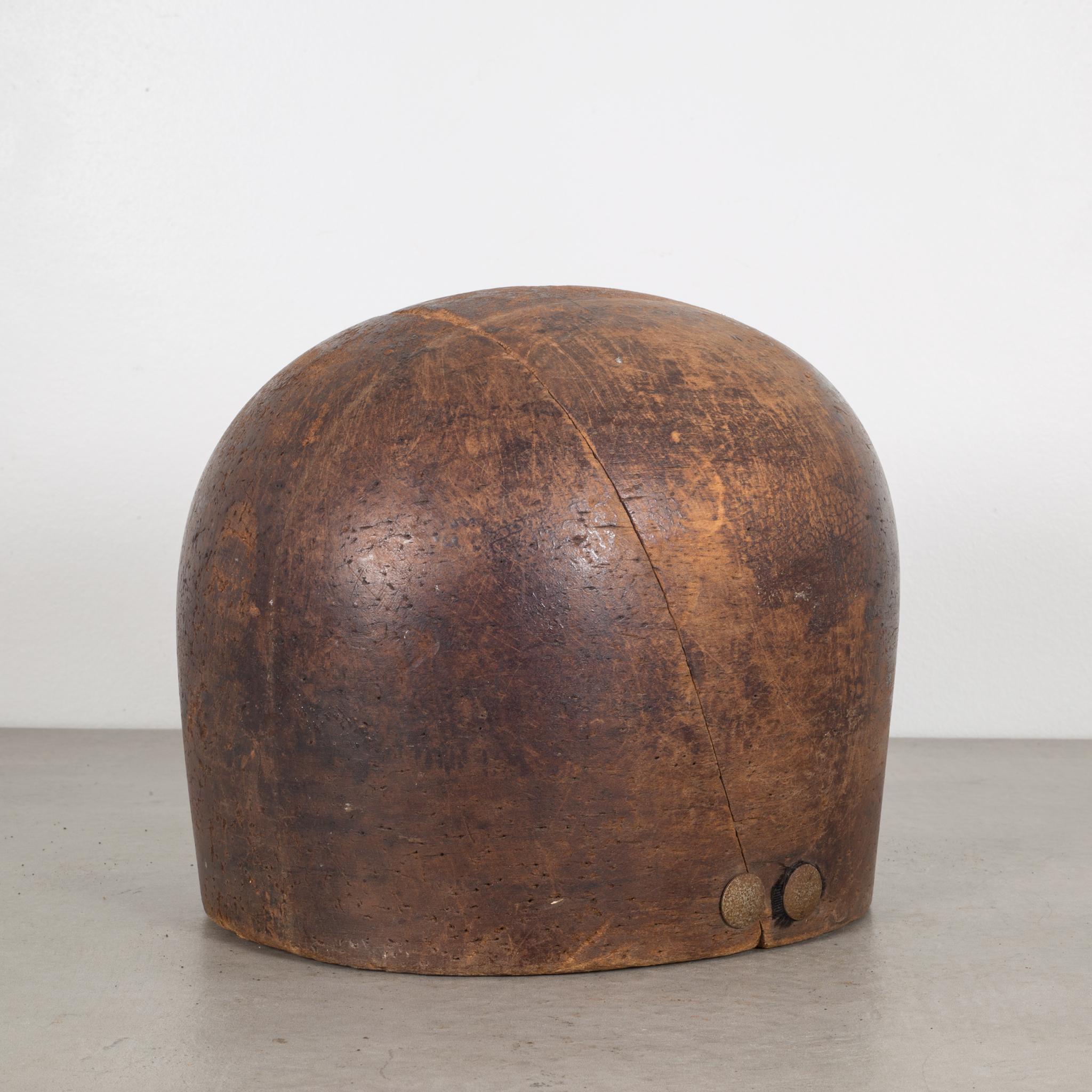About

This is an original wooden hat mold/millinery hat mold and is removable from the base. This piece has retained its original finish and has the appropriate patina consistent with age and use.

Creator: Unknown.
Date of manufacture: circa