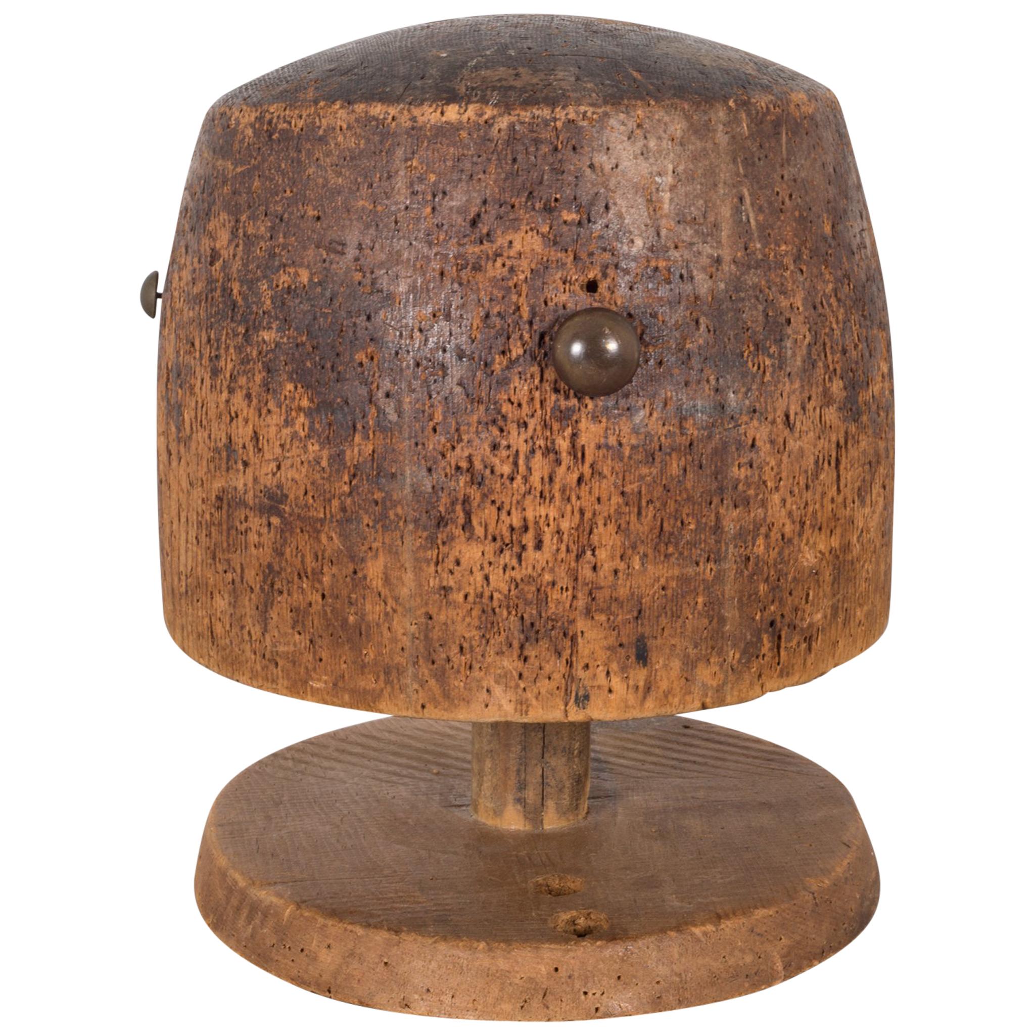 Moule à chapeau ancien en bois, datant d'environ 1860 à 1920