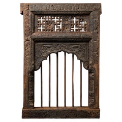 Antique wooden Indian window panel from India
