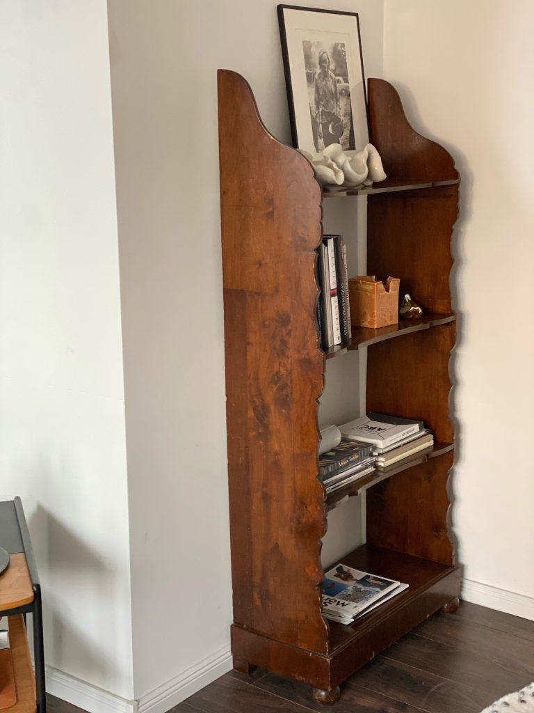 Varnished Antique Wooden Italian Bookshelf For Sale