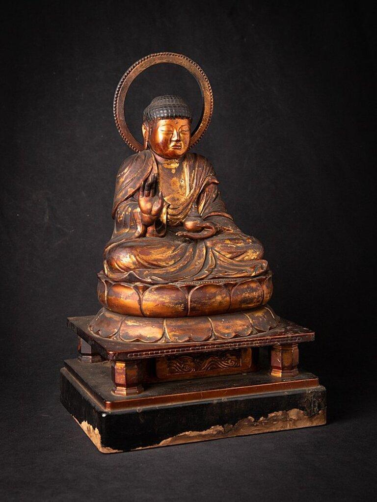 Bouddha japonais ancien en bois du Japon en vente 4