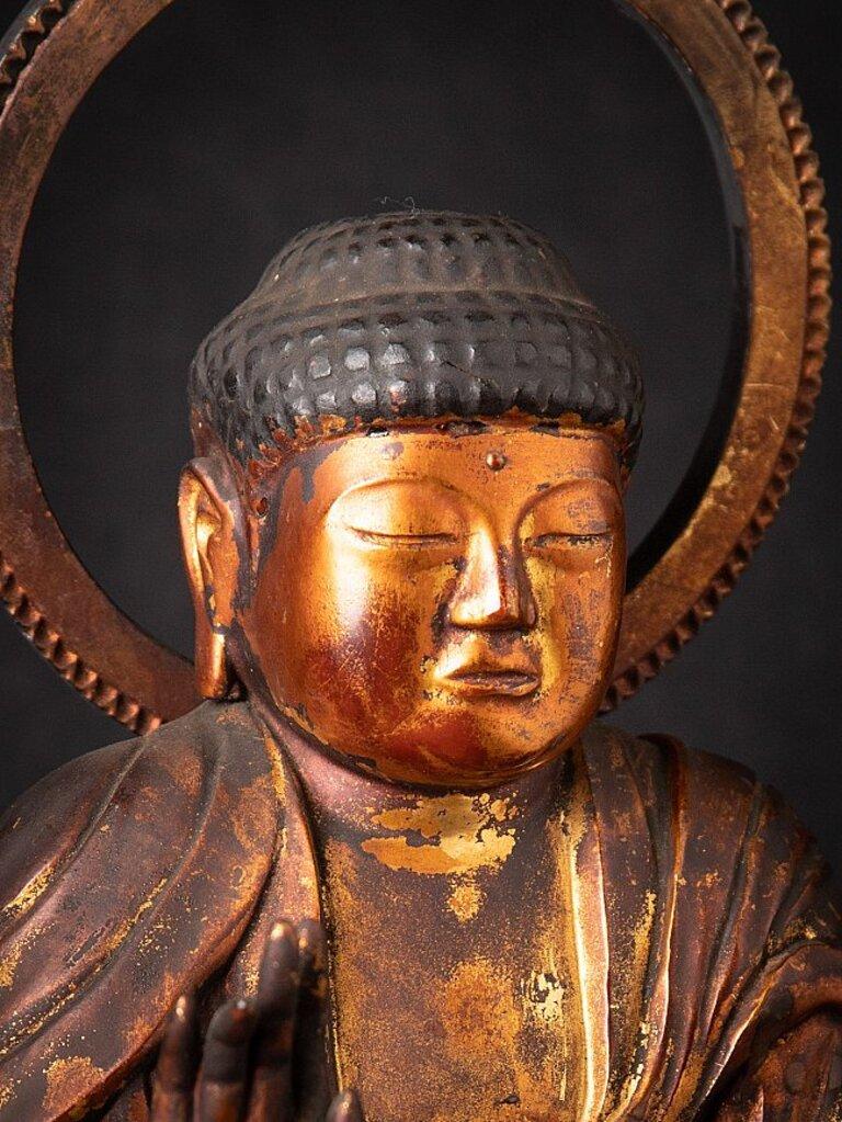 Bouddha japonais ancien en bois du Japon en vente 6