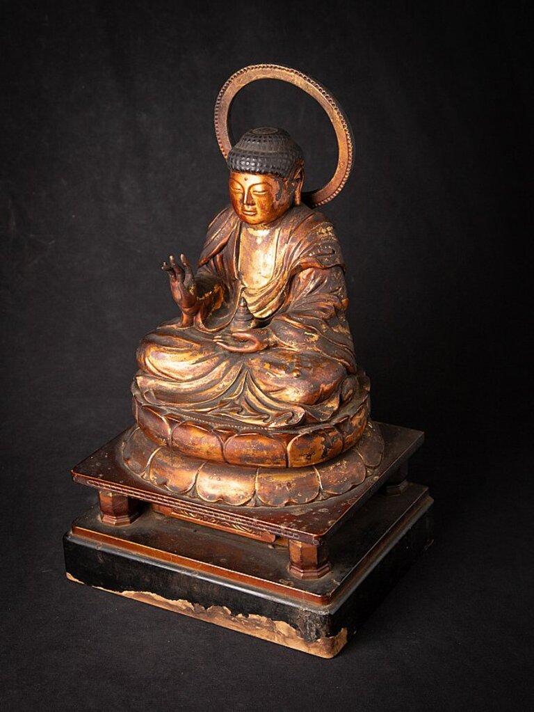 Antiker japanischer Buddha aus Holz aus Japan im Angebot 8